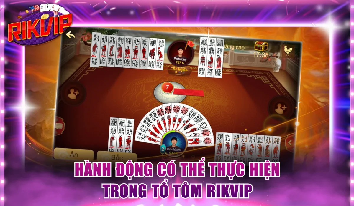 Hành động có thể thực hiện trong Tổ Tôm Rikvip