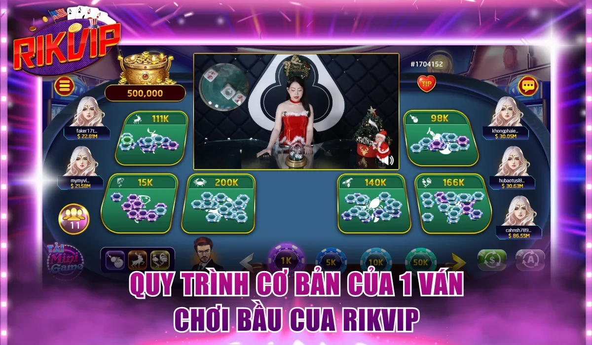 Quy trình cơ bản của 1 ván chơi Bầu Cua Rikvip